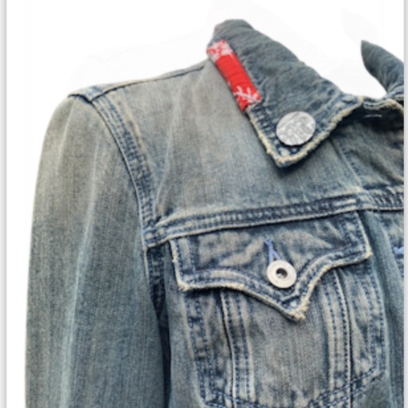 Miss Me Cropped Denim Jacket Girls Large - Picture 5 of 11